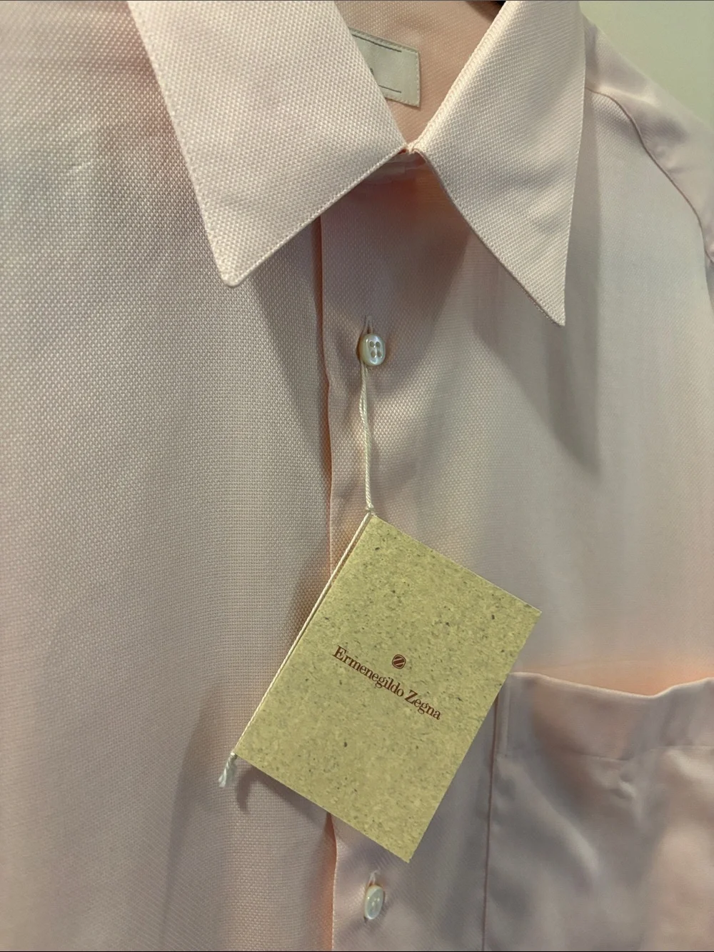Zegna -Ermenegildo Zegna Pale Pink Long-Sleeve Dress Shirt -men’s 42 (16.5)- NWT